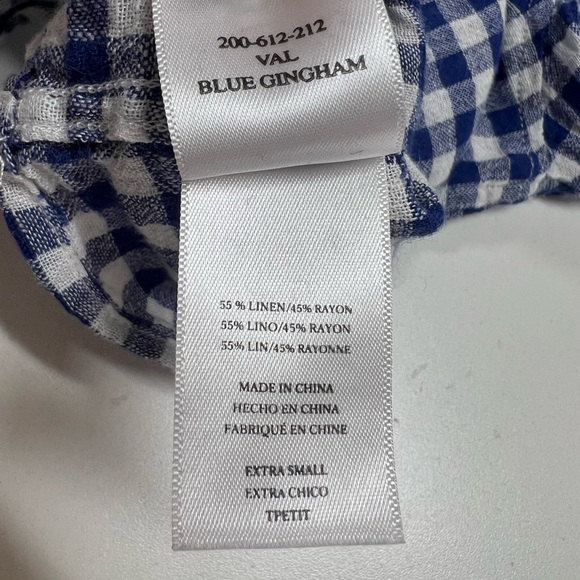 Rails Women's Blue Gingham Val Linen Blend Tie Front
Blouse Size XS Long Sleeve - Picture 12 of 15